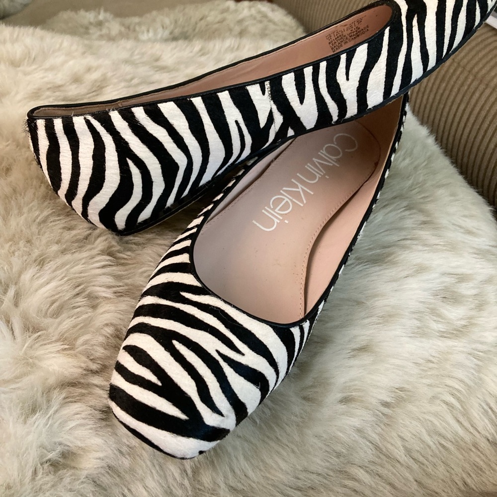 Calvin Klein zebra print flats. Size 11. Like new